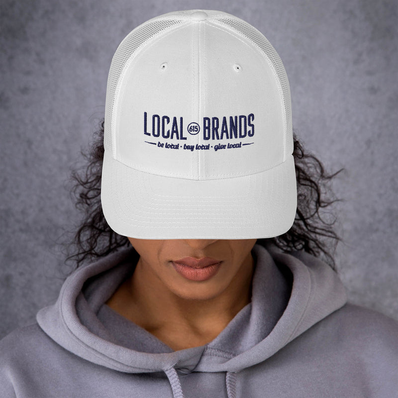 White & Navy Local Brands Trucker Cap